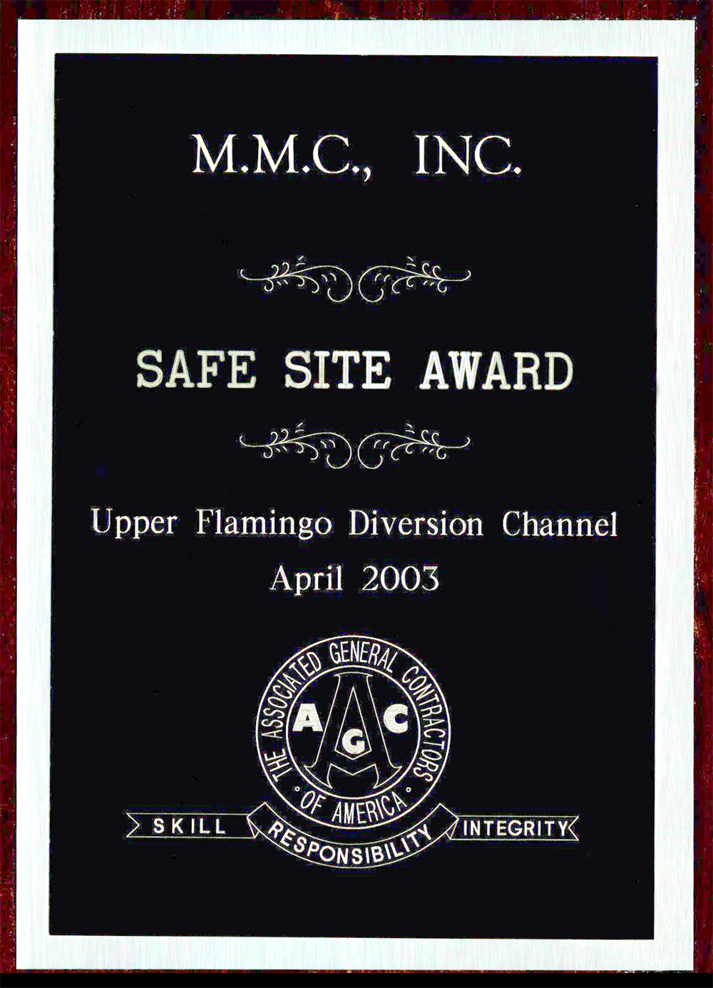 MMC Safe Site Award, Upper Flamingo Diversion Channel